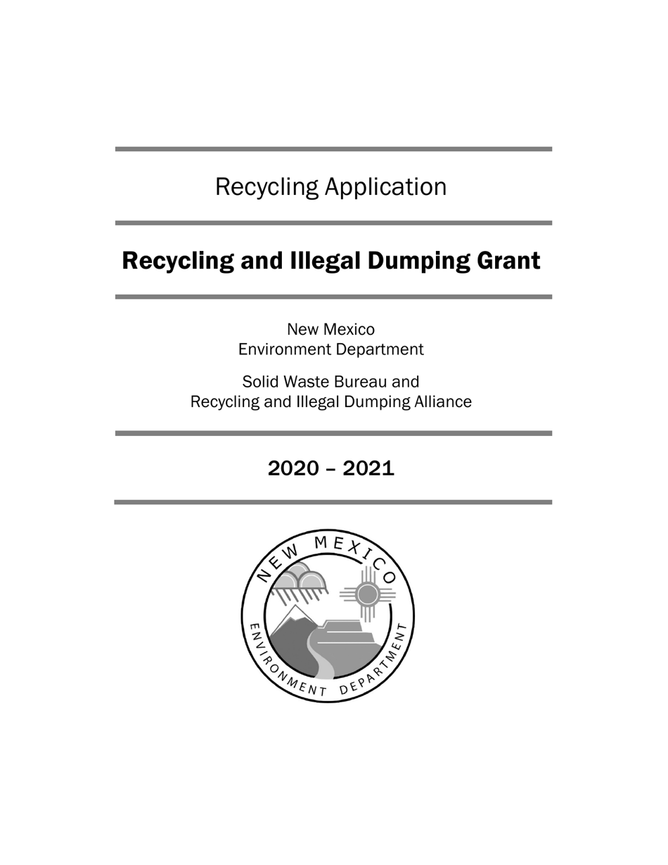 Recycling and Illegal Dumping Grant Application Form - New Mexico, Page 1