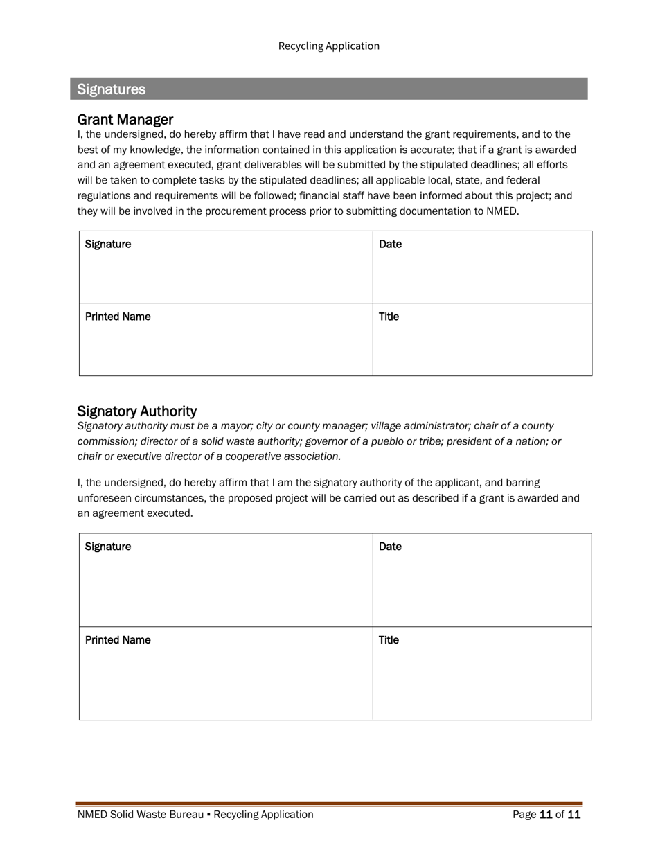 Recycling and Illegal Dumping Grant Application Form - New Mexico, Page 20