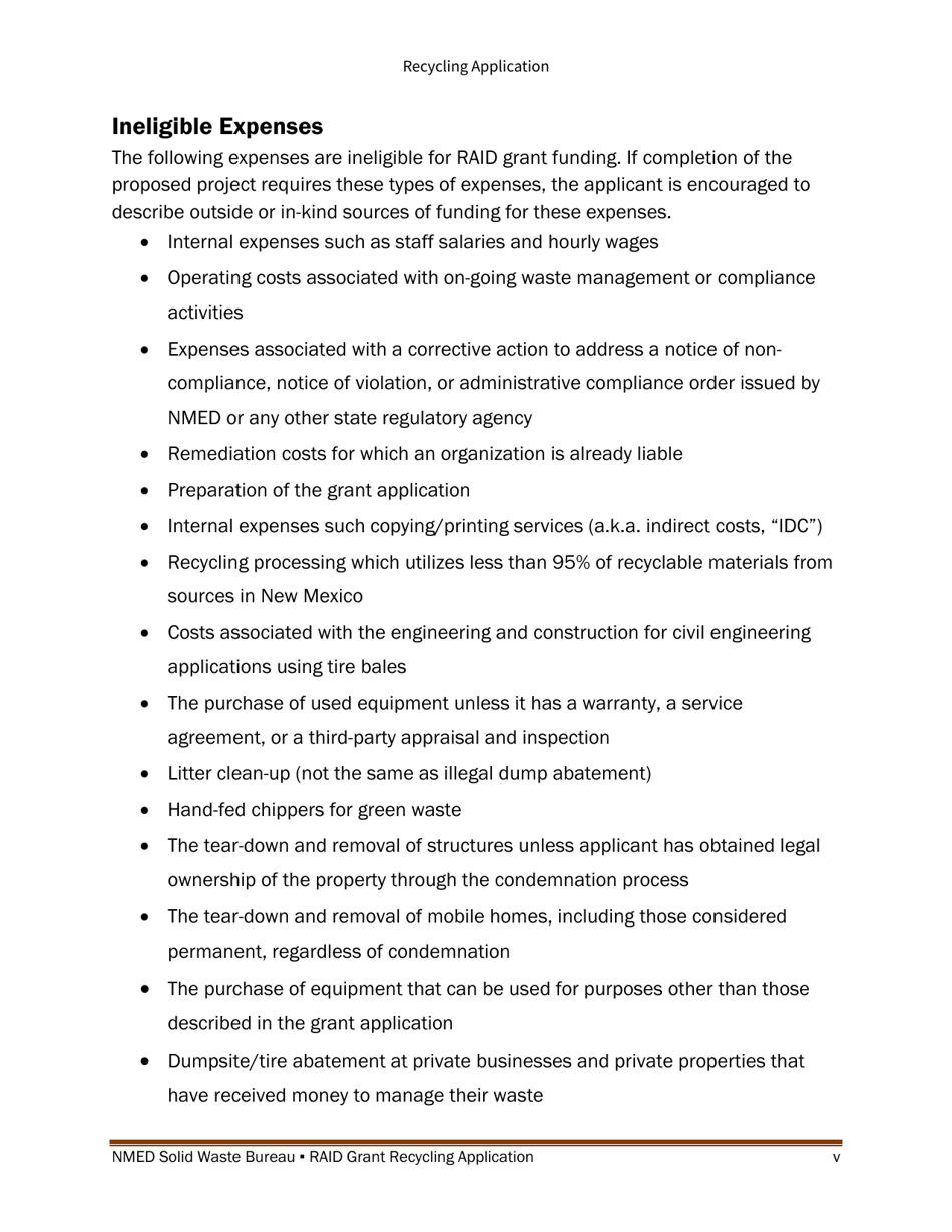 Recycling and Illegal Dumping Grant Application Form - New Mexico, Page 5