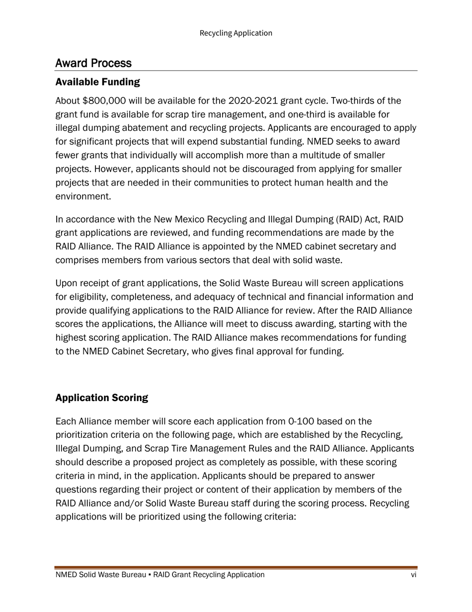 Recycling and Illegal Dumping Grant Application Form - New Mexico, Page 6
