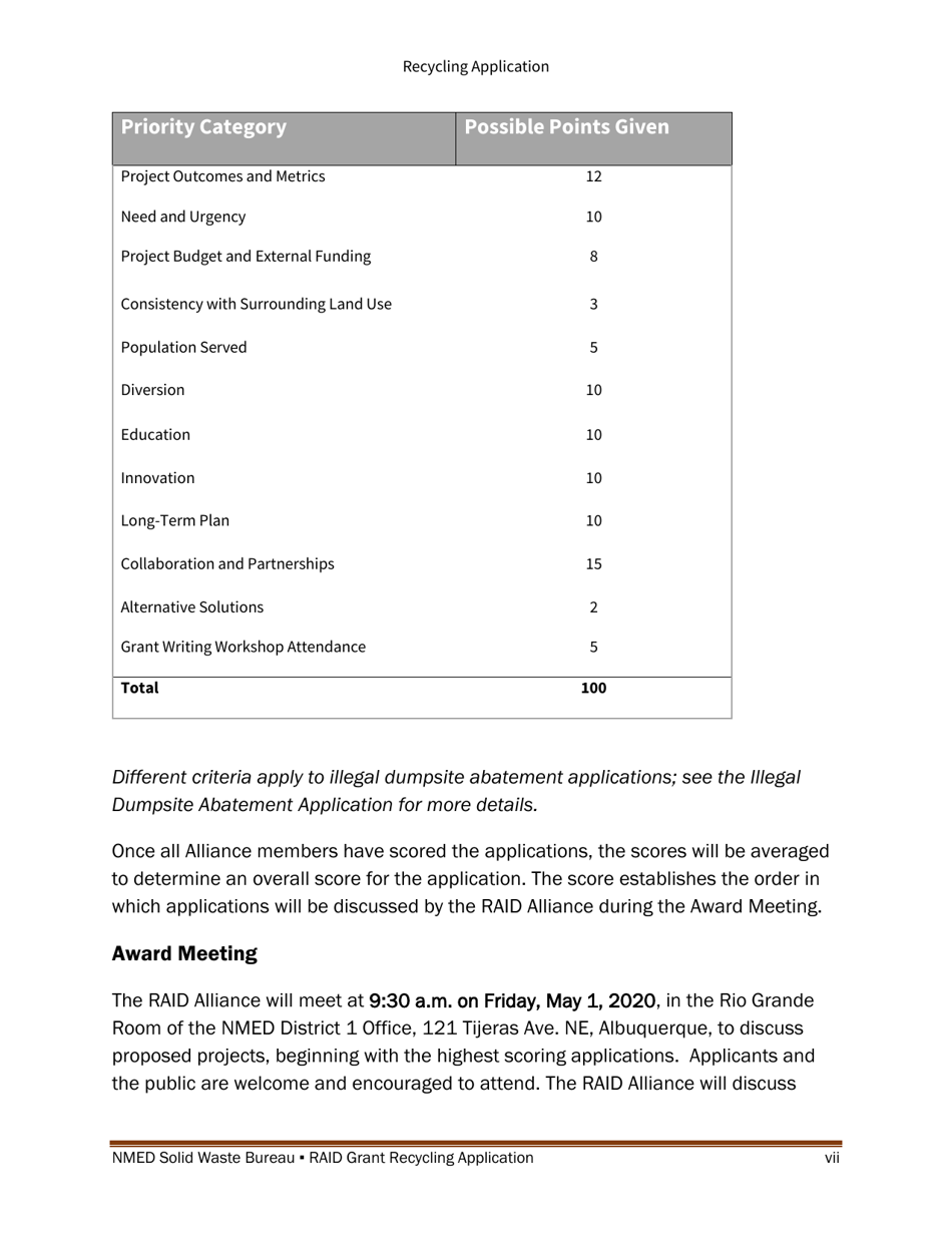 Recycling and Illegal Dumping Grant Application Form - New Mexico, Page 7