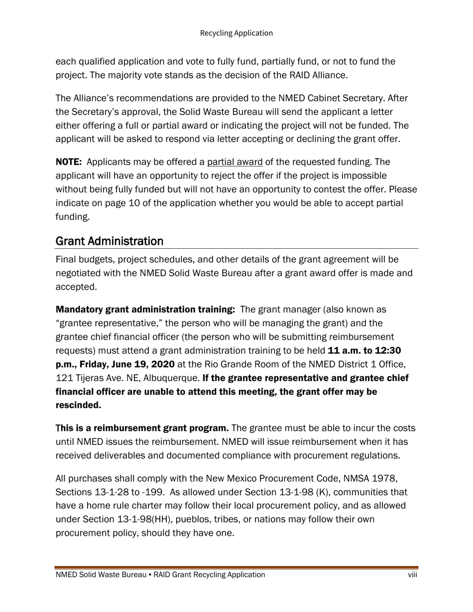 Recycling and Illegal Dumping Grant Application Form - New Mexico, Page 8