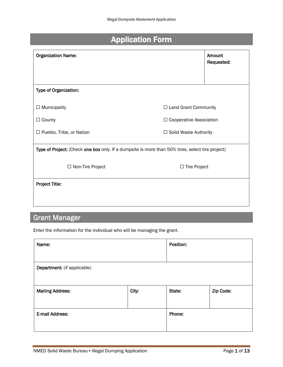 Illegal Dumpsite Abatement Application - New Mexico, Page 10