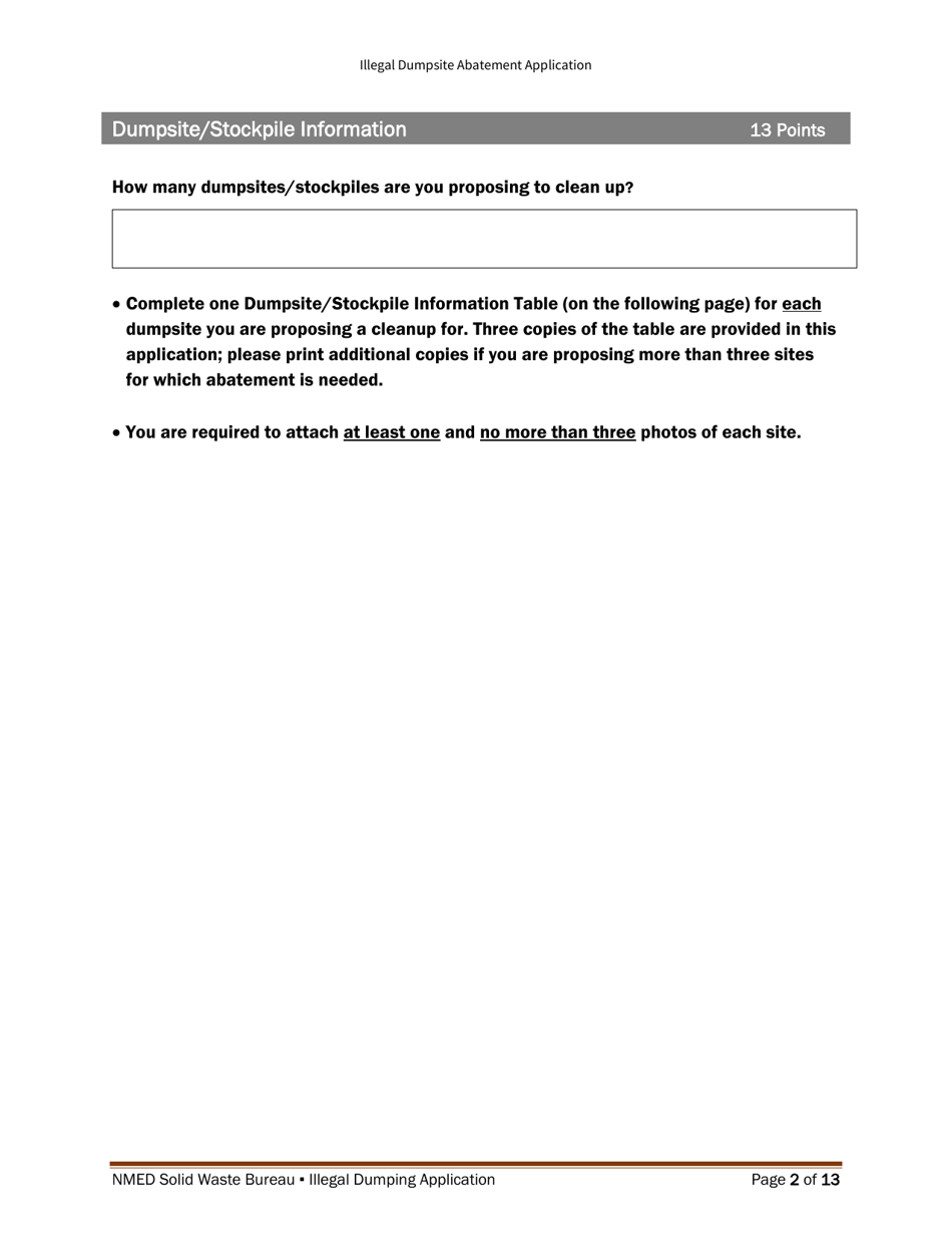 Illegal Dumpsite Abatement Application - New Mexico, Page 11