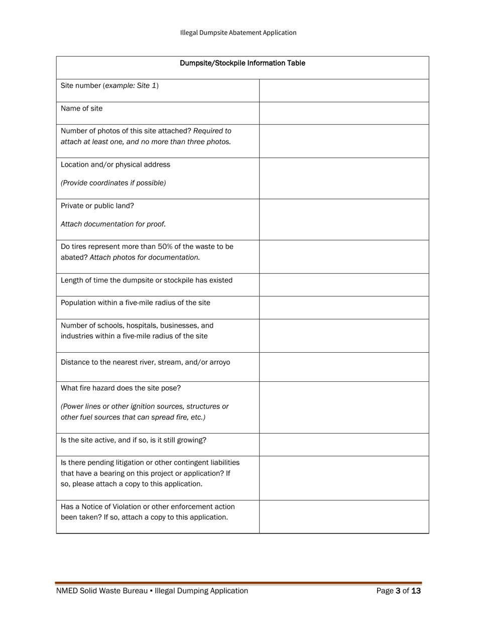 Illegal Dumpsite Abatement Application - New Mexico, Page 12