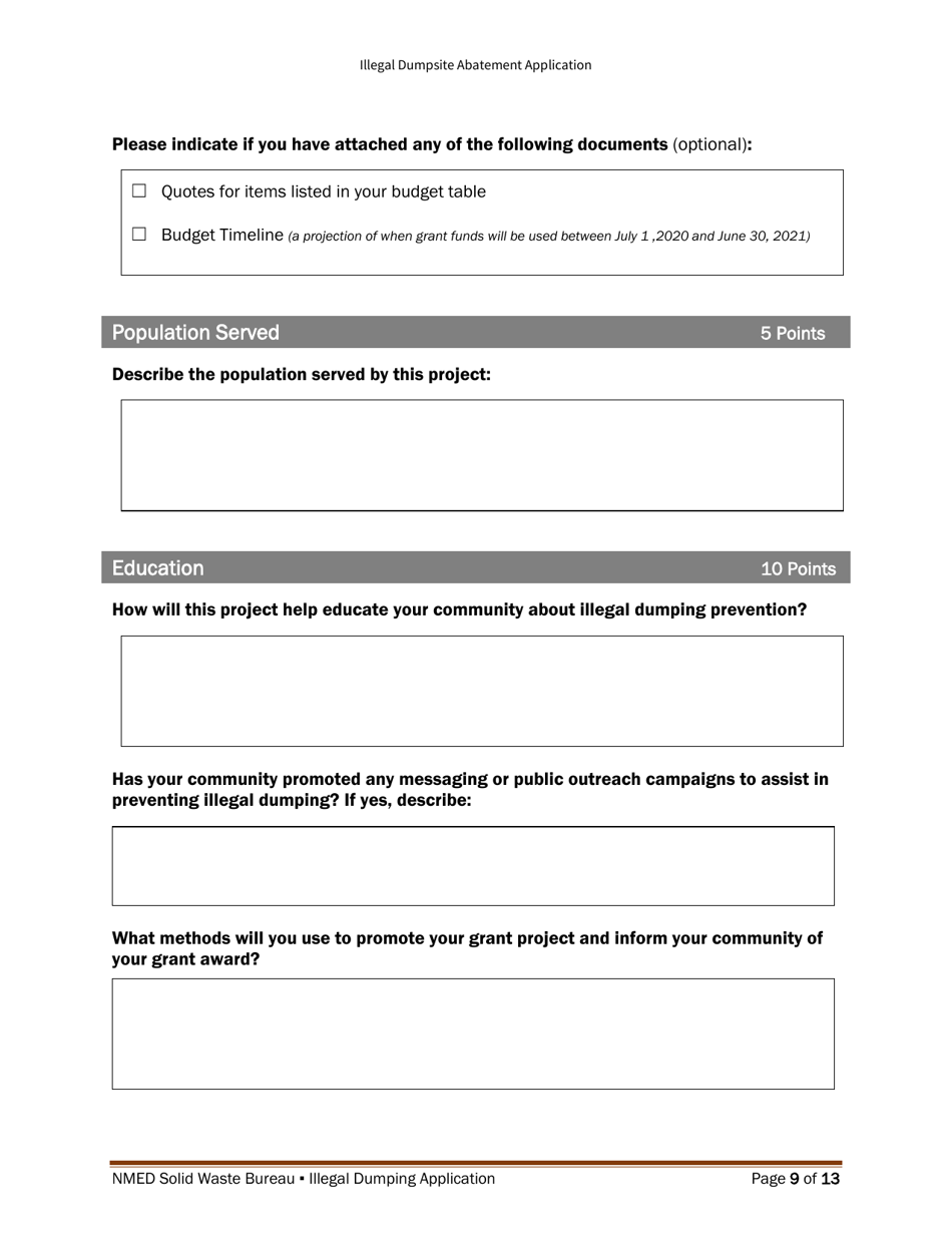 Illegal Dumpsite Abatement Application - New Mexico, Page 18