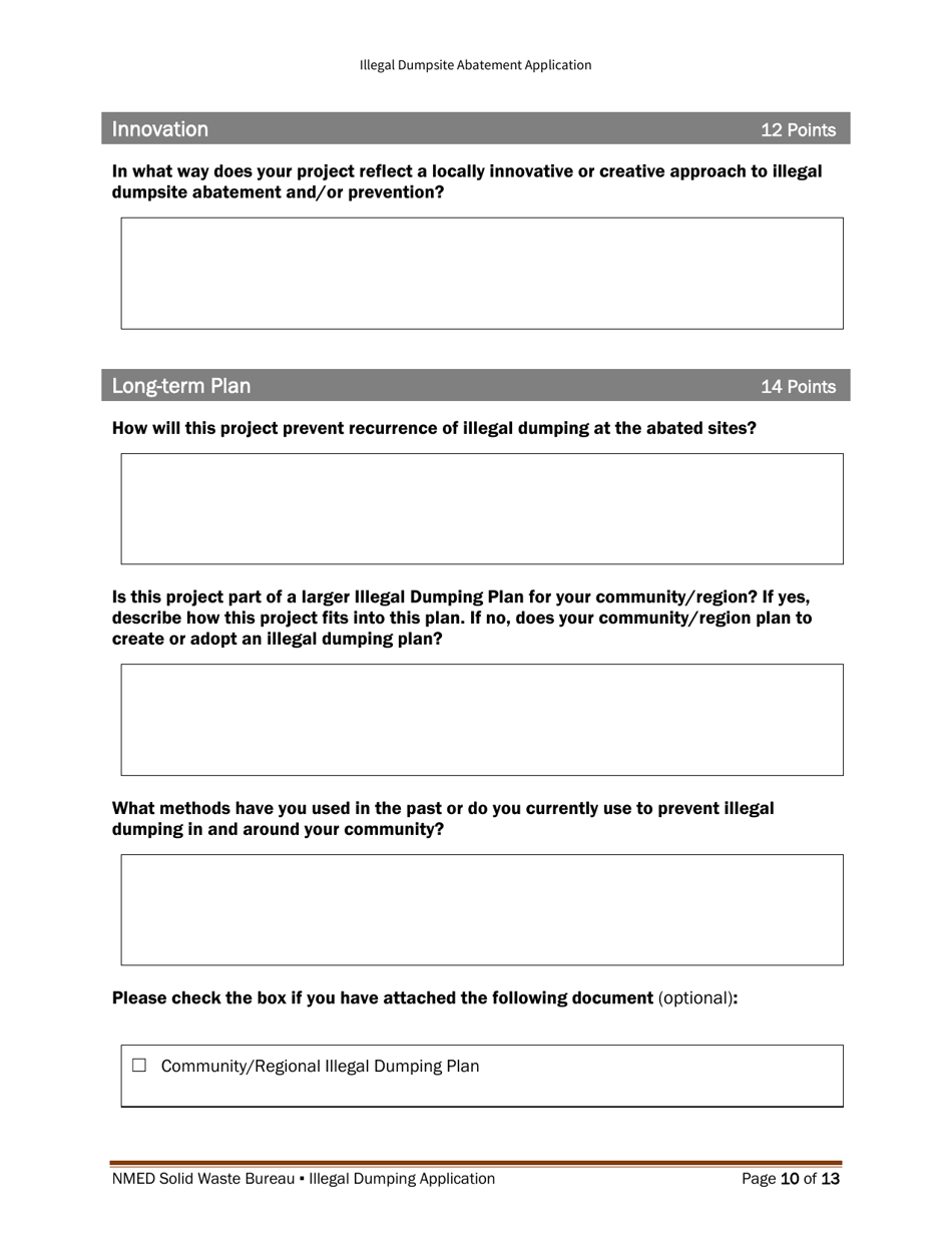 Illegal Dumpsite Abatement Application - New Mexico, Page 19