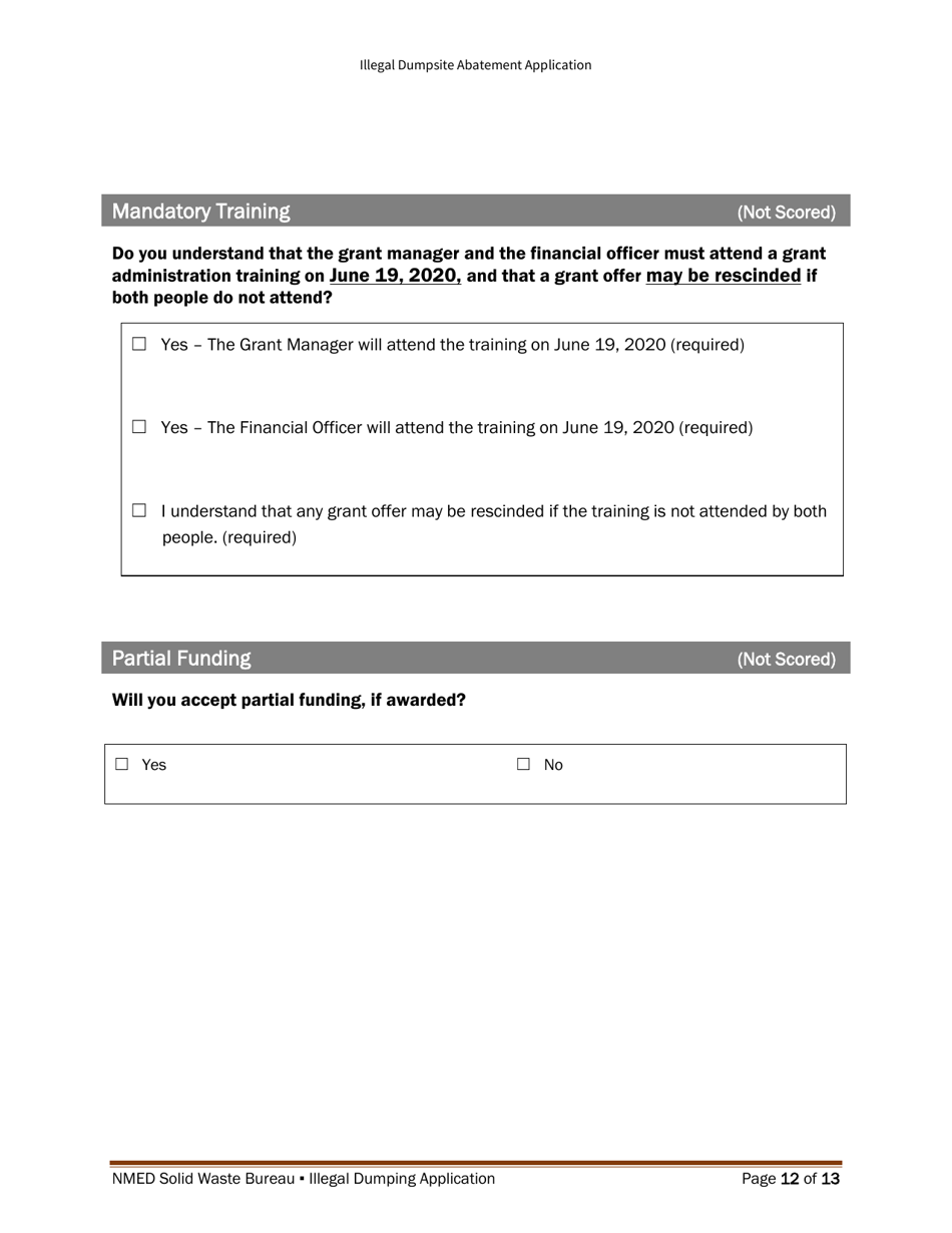 Illegal Dumpsite Abatement Application - New Mexico, Page 21