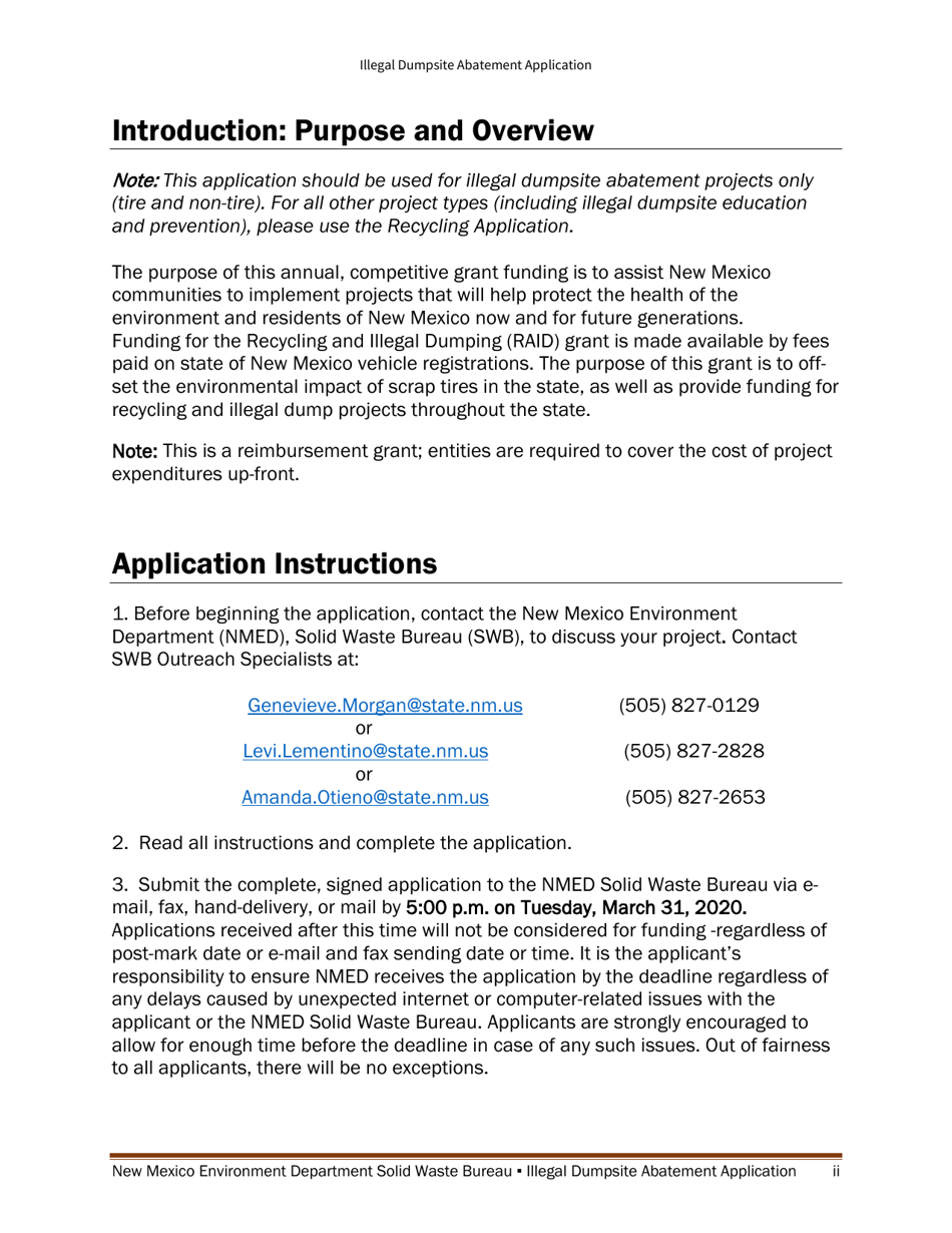 Illegal Dumpsite Abatement Application - New Mexico, Page 2