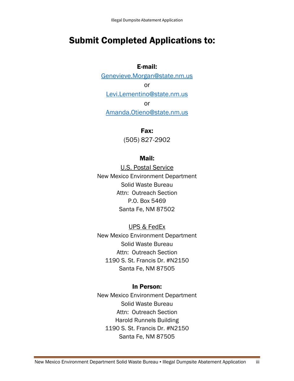 Illegal Dumpsite Abatement Application - New Mexico, Page 3