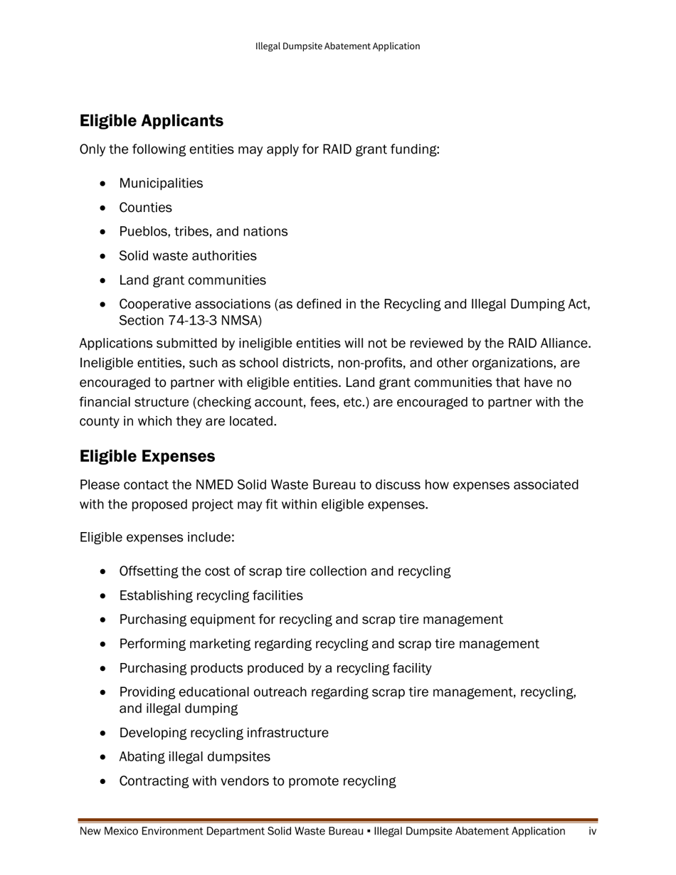 Illegal Dumpsite Abatement Application - New Mexico, Page 4