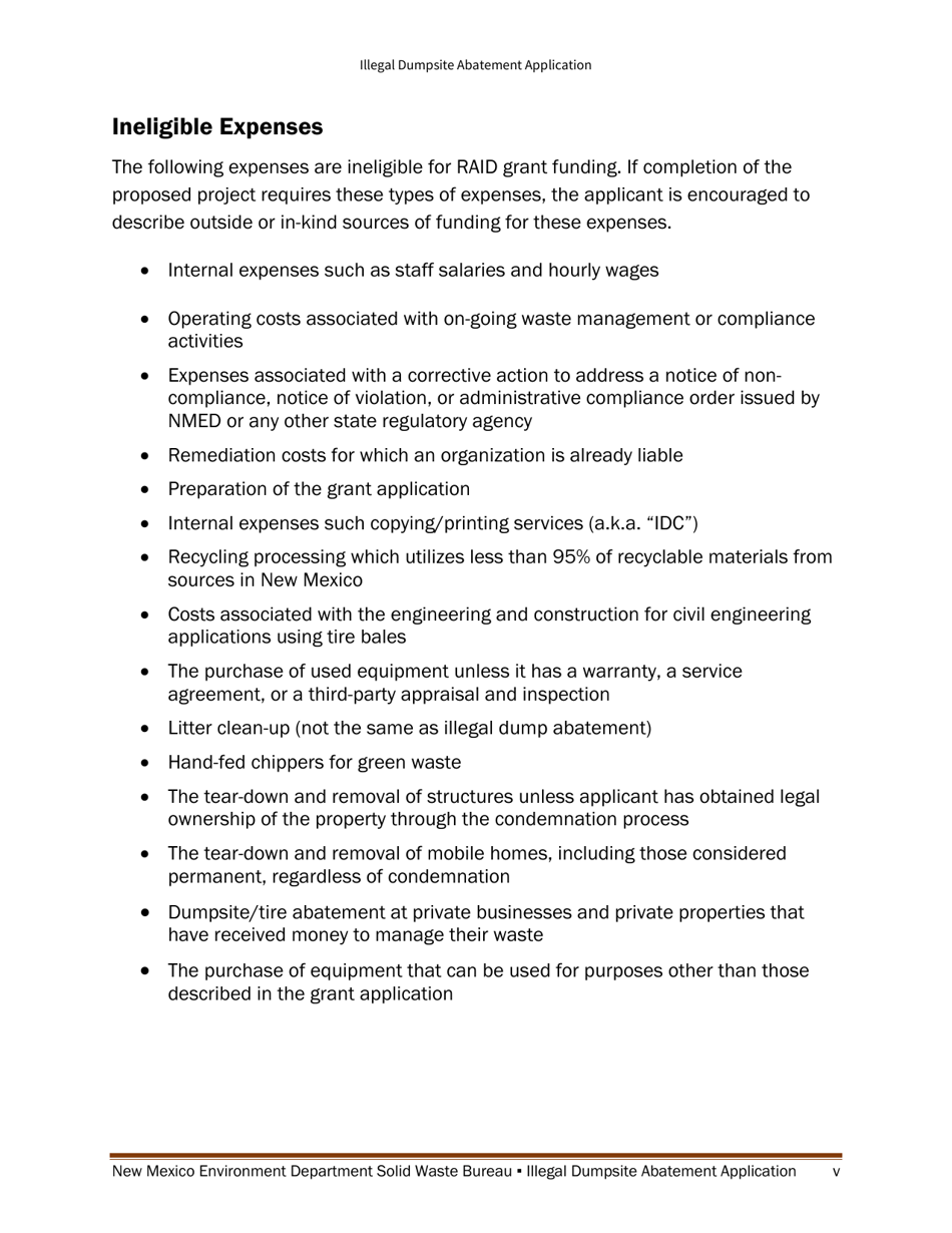 Illegal Dumpsite Abatement Application - New Mexico, Page 5