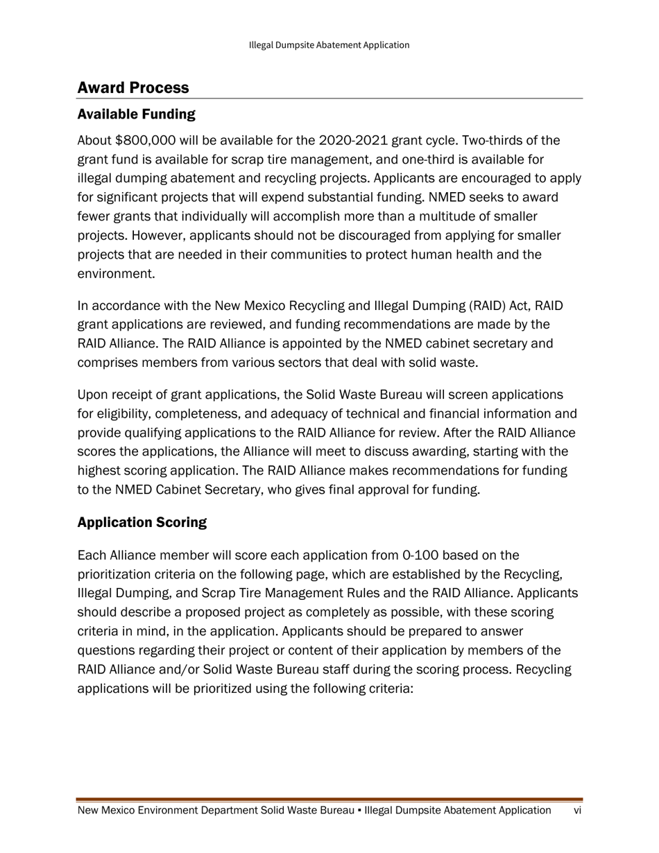 Illegal Dumpsite Abatement Application - New Mexico, Page 6