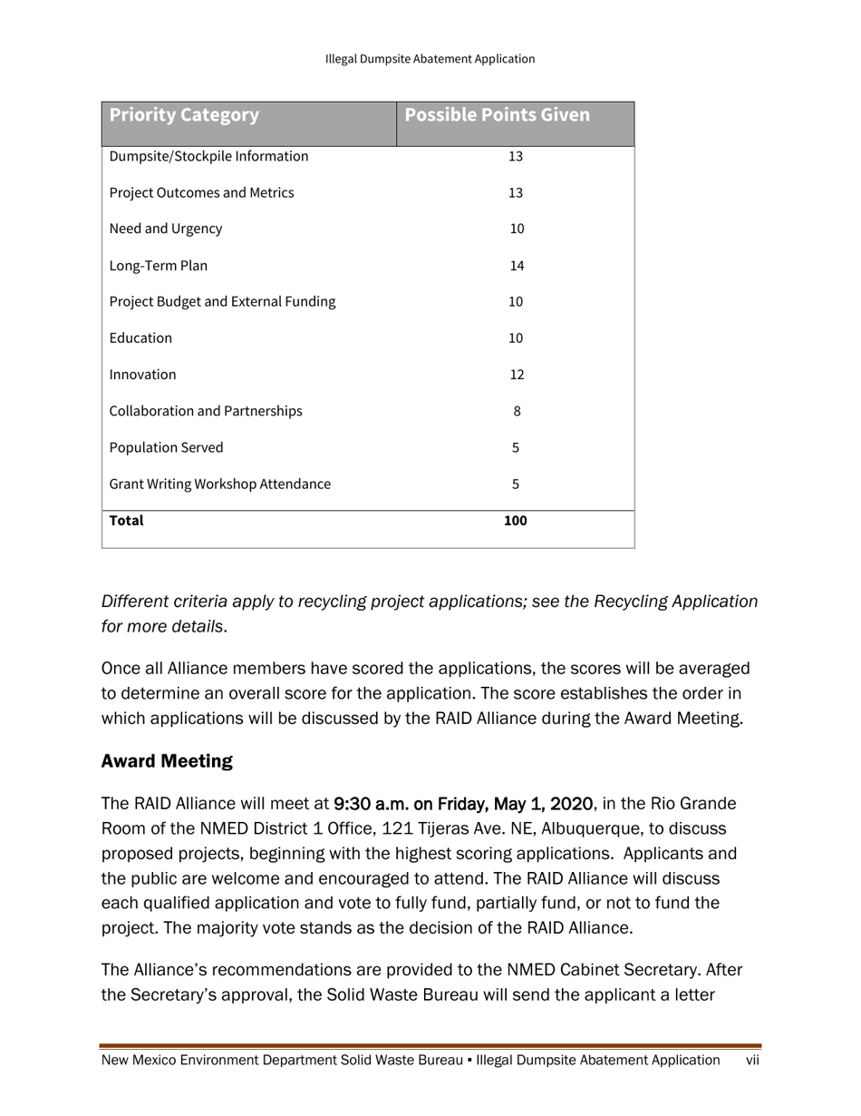 Illegal Dumpsite Abatement Application - New Mexico, Page 7