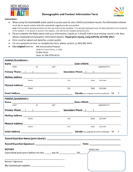Demographic and Contact Information Form - New Mexico