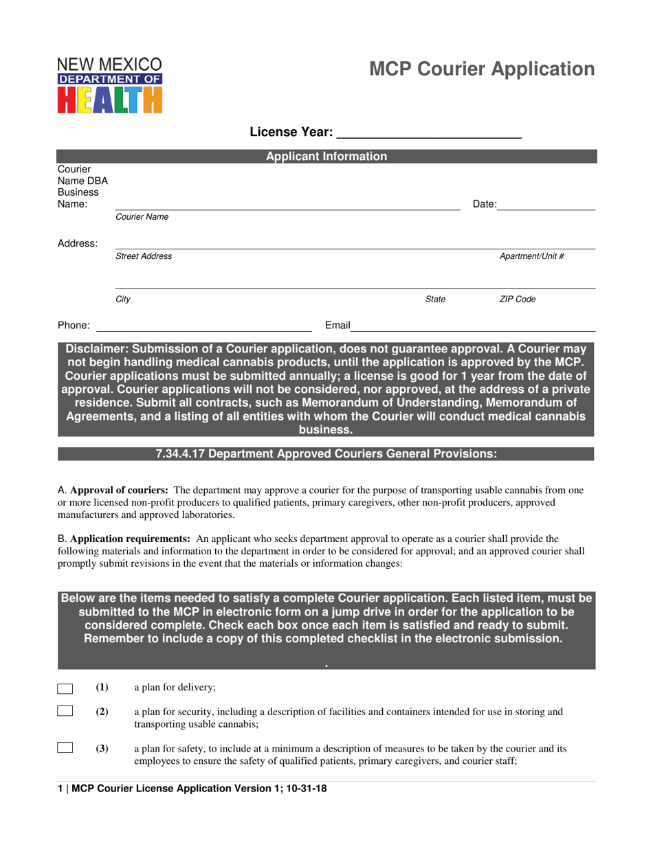 Mcp Courier Application - New Mexico, Page 1