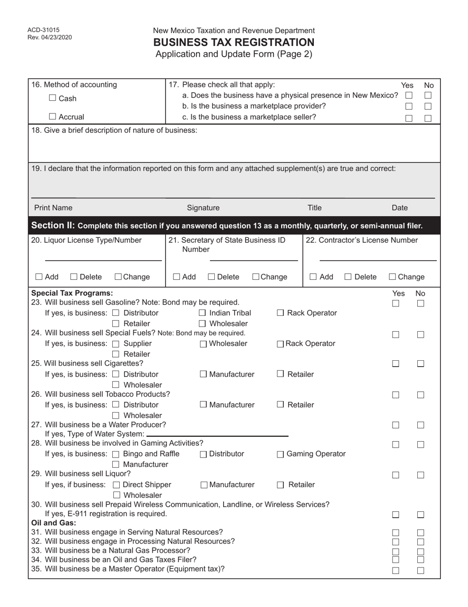 Form Acd 31015 Fill Out Sign Online And Download Printable Pdf New Mexico Templateroller 3588