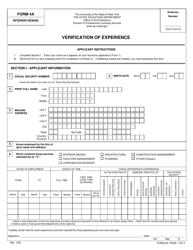 Document preview: Interior Design Form 4A Verification of Experience - New York