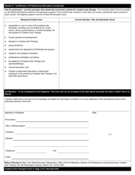 Creative Arts Therapist Form 2 Certification of Professional Education - New York, Page 3