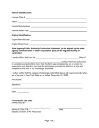 Heavy Duty Vehicle/Engine Useful Life Waiver Form - New York, Page 2