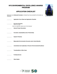 NYS Environmental Excellence Awards Program Application Cover Sheet - New York, Page 2