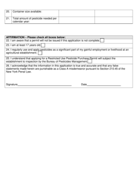 Restricted Use Pesticide Purchase Permit Application - New York, Page 2