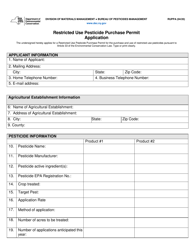 Document preview: Restricted Use Pesticide Purchase Permit Application - New York