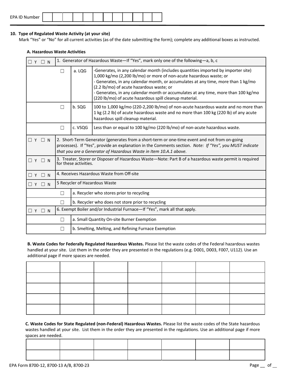 EPA Form 8700-12 (8700-13 A / B; 8700-23) Hazardous Waste Report Site Identification Form - New York, Page 3