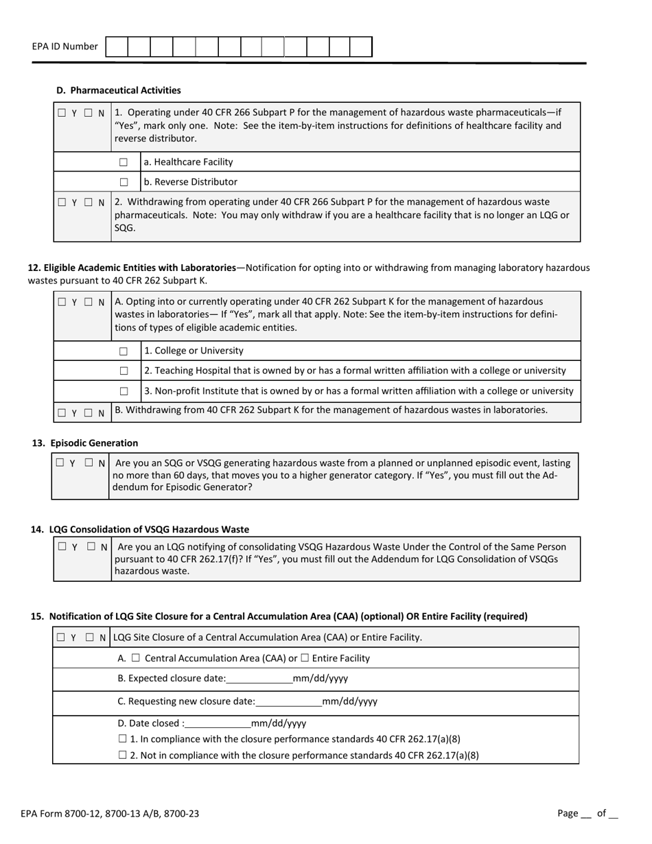 EPA Form 8700-12 (8700-13 A / B; 8700-23) Hazardous Waste Report Site Identification Form - New York, Page 5