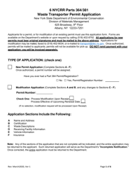 6 Nycrr Parts 364/381 Waste Transporter Permit Application - New York