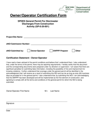 Document preview: Owner/Operator Certification Form - New York