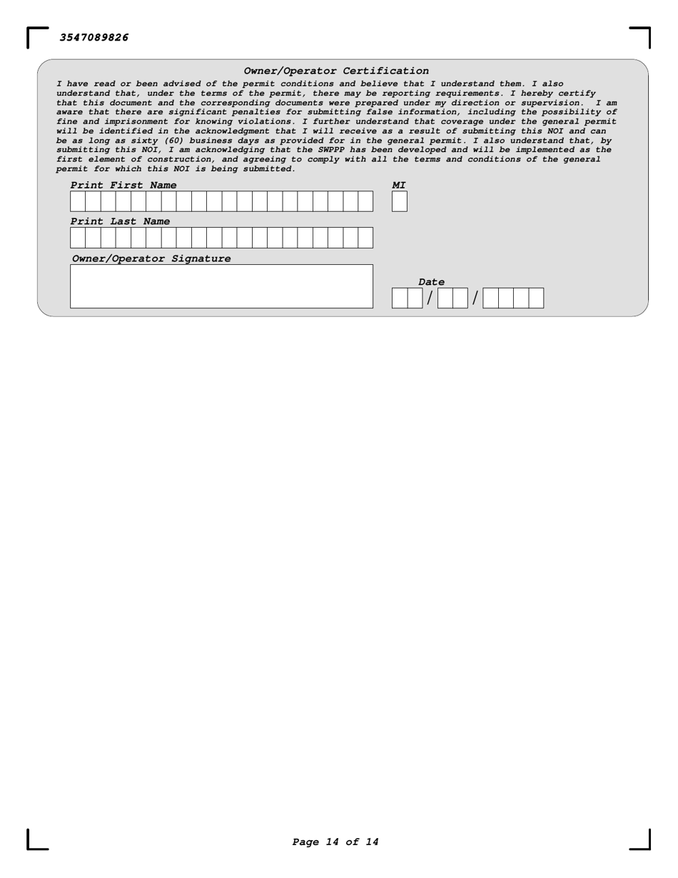 Notice of Intent - Stormwater Discharges Associated With Construction Activity Under State Pollutant Discharge Elimination System (Spdes) General Permit Gp-0-20-001 - New York, Page 14