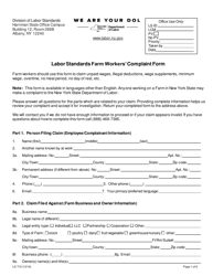 Form LS710 Labor Standards Farm Workers&#039; Complaint Form - New York