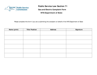 Public Service Law Section 71 Gas and Electric Complaint Form - New York, Page 3