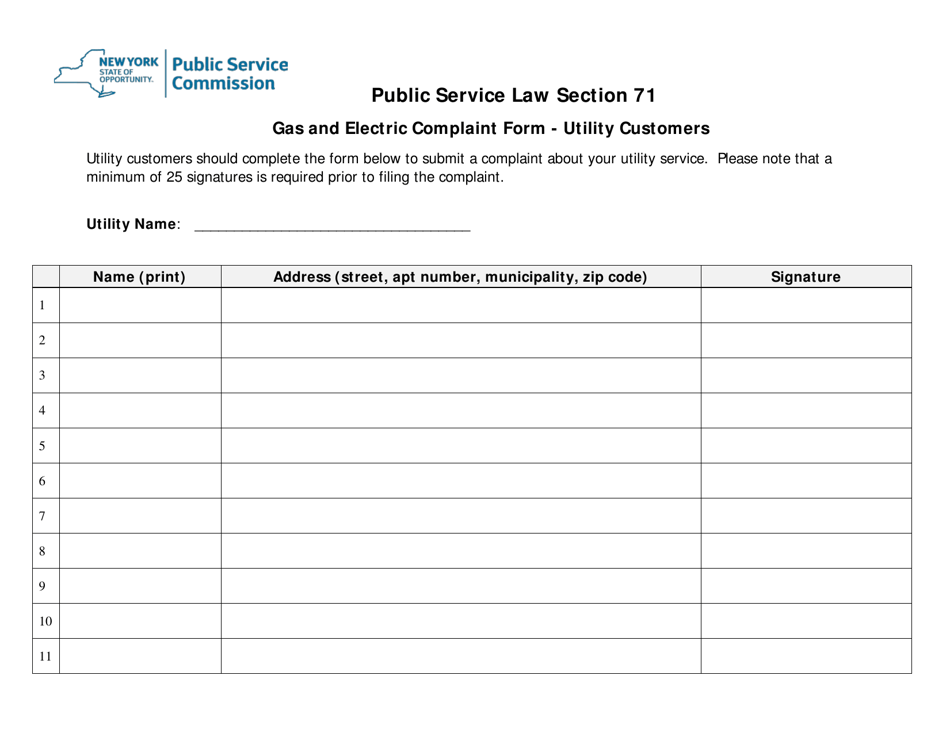 Public Service Law Section 71 Gas and Electric Complaint Form - New York, Page 4