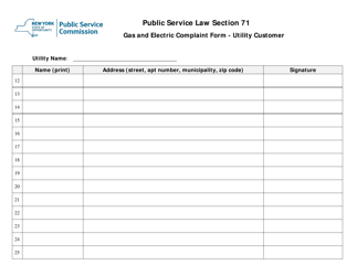 Public Service Law Section 71 Gas and Electric Complaint Form - New York, Page 5