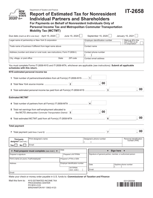 Form IT-2658 2020 Printable Pdf