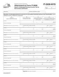 Form IT-2658-NYS Report of Estimated Personal Income Tax for Nonresident Individuals - New York