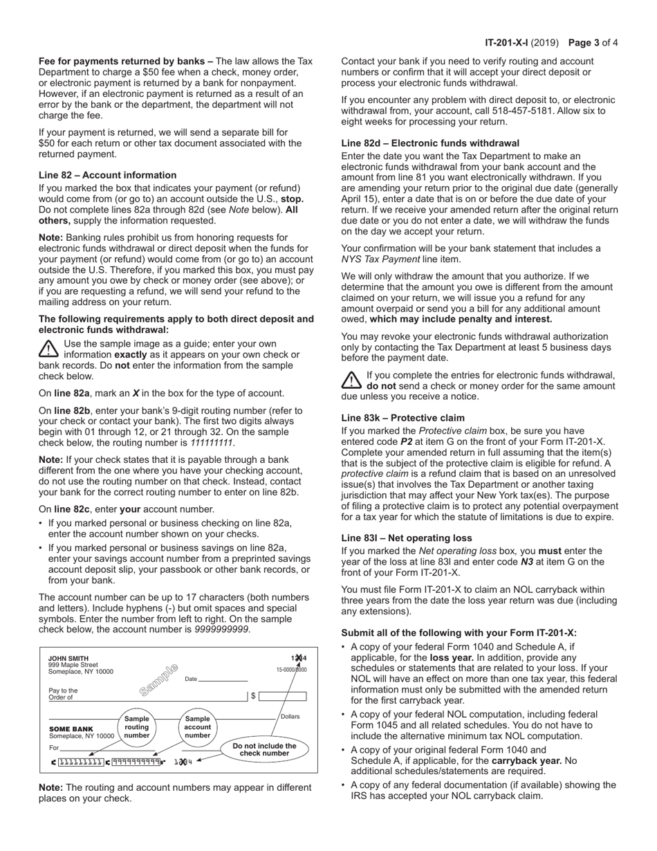 Instructions for Form IT-201-X Amended Resident Income Tax Return - New York, Page 3