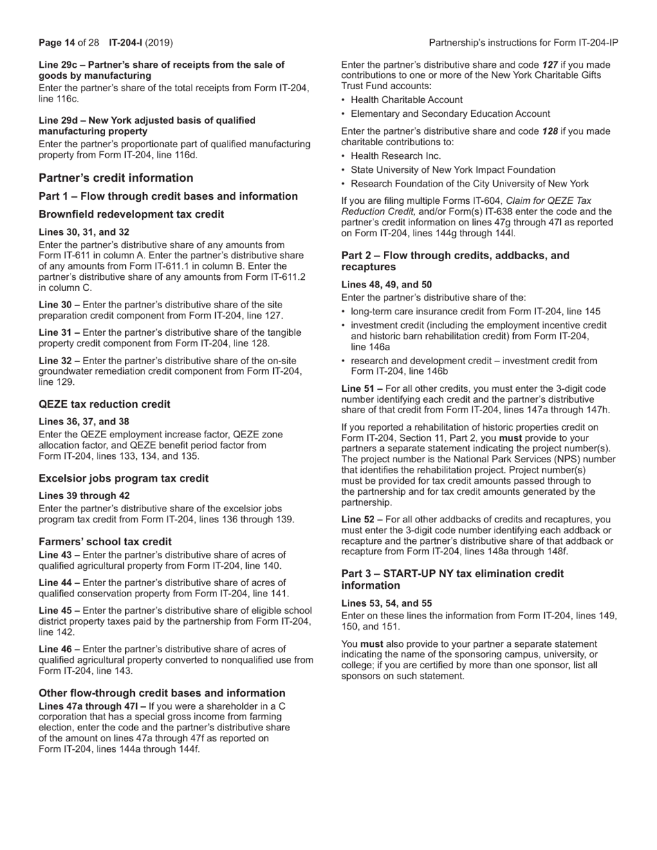 Instructions for Form IT-204, IT-204-IP, IT-204.1, IT-204-CP - New York, Page 14