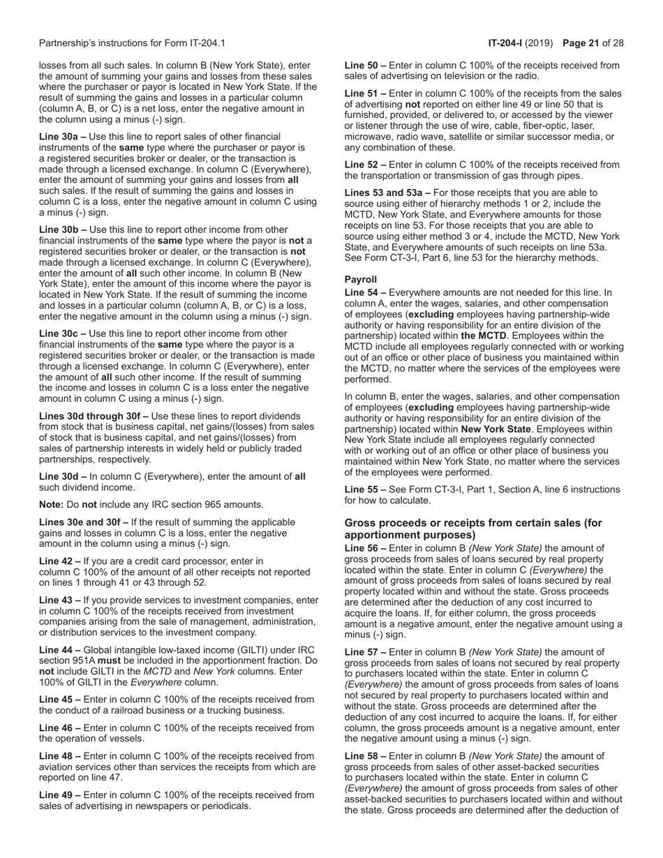 Instructions for Form IT-204, IT-204-IP, IT-204.1, IT-204-CP - New York, Page 21