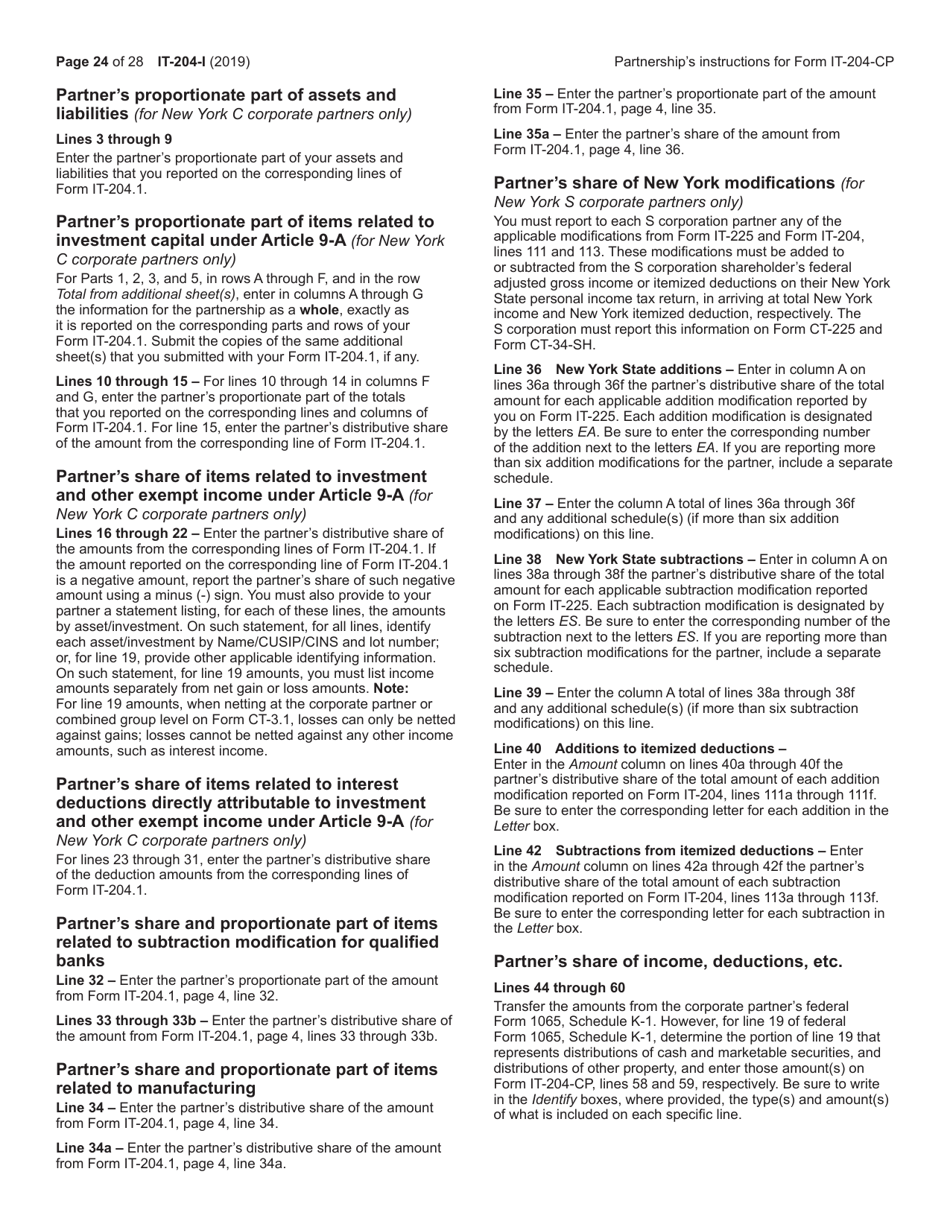 Instructions for Form IT-204, IT-204-IP, IT-204.1, IT-204-CP - New York, Page 24