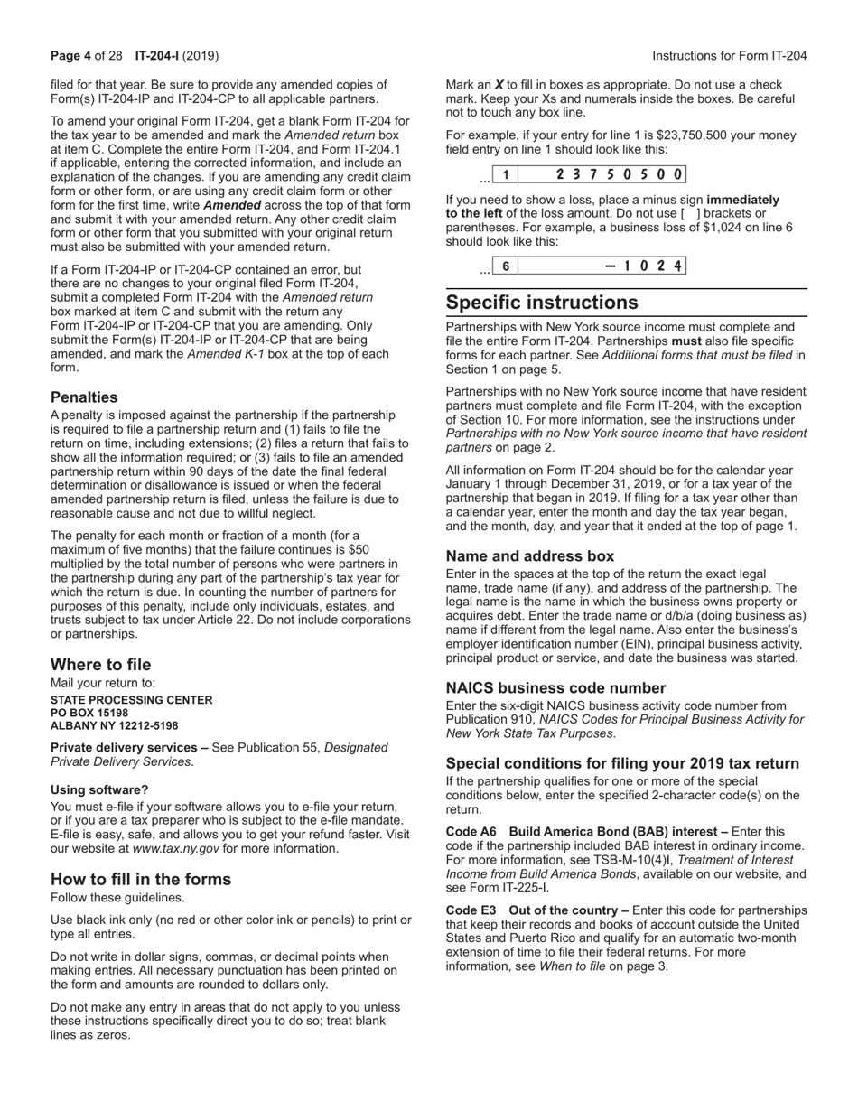 Instructions for Form IT-204, IT-204-IP, IT-204.1, IT-204-CP - New York, Page 4