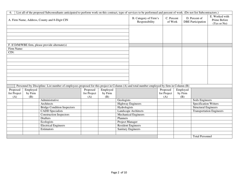 Form NYSDOT255 Architect-Engineer and Related Services Questionnaire for Specific Project - New York, Page 2