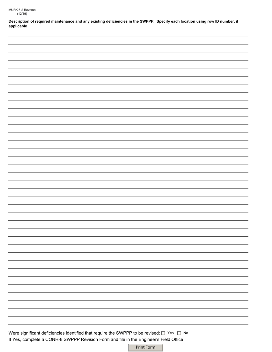 Form MURK6-2 Spdes Stormwater Outlets to Waters of the U.S. - Continuation - New York, Page 2