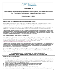 Form PERM75 &quot;Consolidated Application and Permit for Highway Work and Use &amp; Occupancy for Fiber Optic Facilities and Supporting Infrastructure&quot; - New York