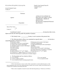 General Form 5B (Criminal Form 3) Affidavit in Support of Issuance of Family Court Temporary Order of Protection (By Individual Complainant/Petitioner) - New York