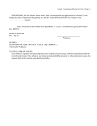 General Form 5C (Criminal Form 4) Affidavit in Support of Issuance of Family Court Temporary Order of Protection (By Peace or Police Officer, Agency or Designated Person) - New York, Page 3