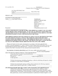 General Form 6 Temporary Order of Protection (Person in Need of Supervision or Juvenile Delinquency) - New York