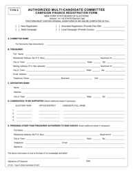 Form CF-02 Type 9 Authorized Multi-Candidate Committee Campaign Finance Registration Form - New York